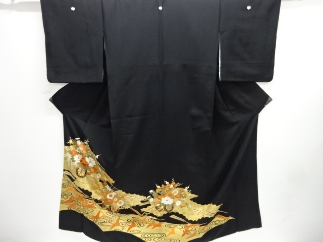 JAPANESE KIMONO / TOMESODE / FLORAL CART